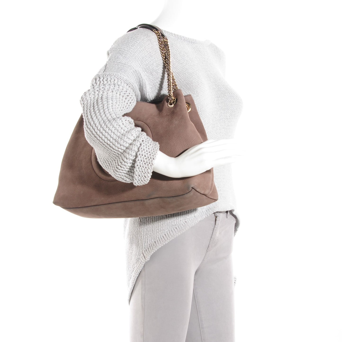 Vitello Range Medium Soho Chain Shoulder Bag Grey Field