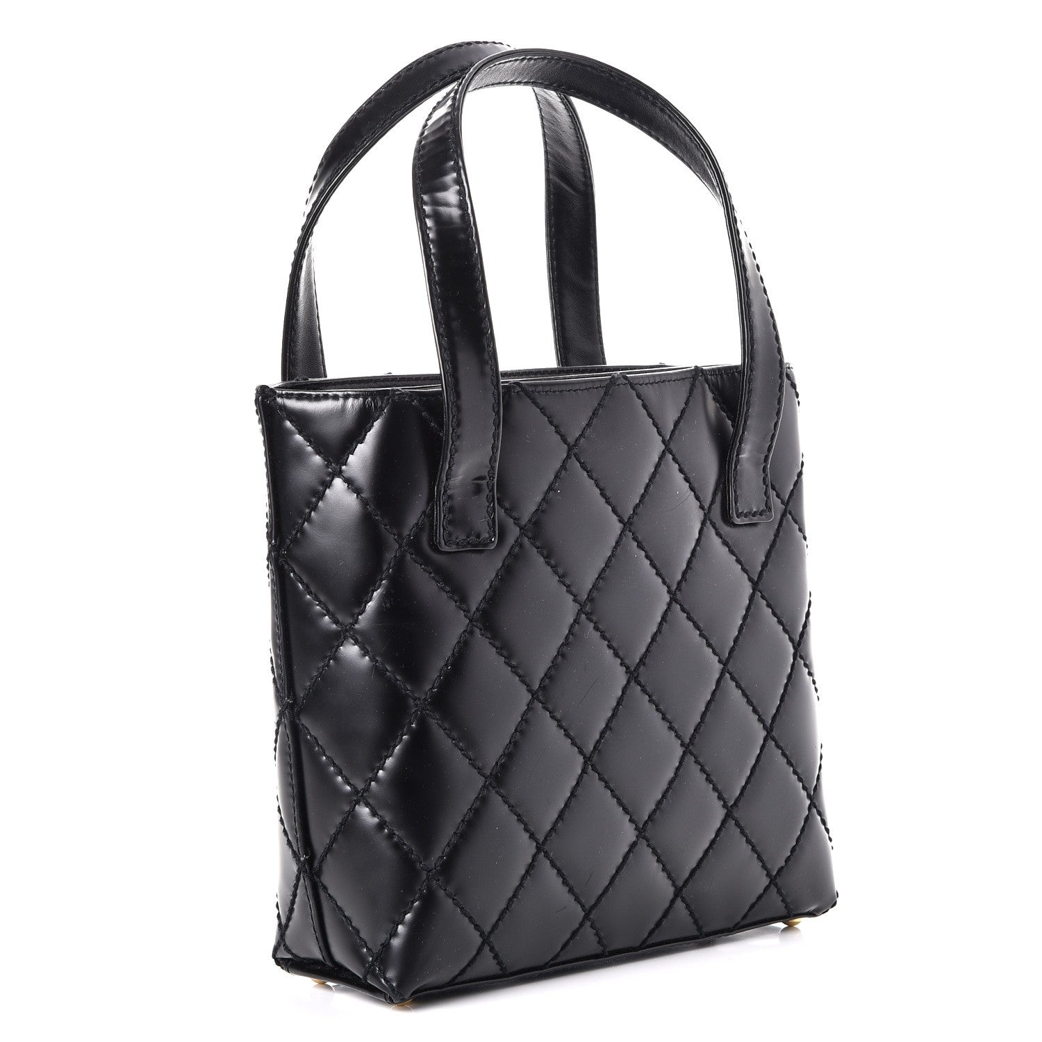 Chanel Calfskin Quilted Small Surpique Stitch Tote Black 3 of 8