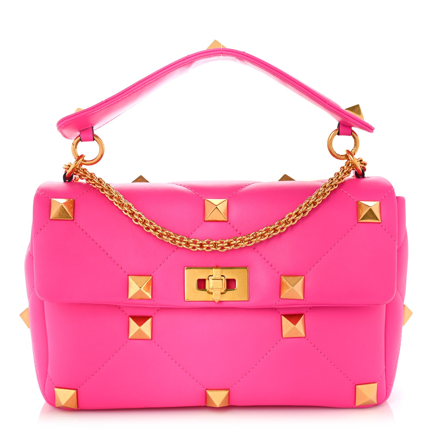 Valentino Garavani Nappa Large Roman Stud Shoulder Bag Pink PP 1 of 8