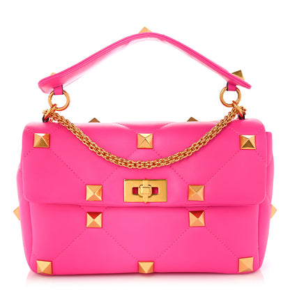 Valentino Garavani Nappa Large Roman Stud Shoulder Bag Pink PP 1 of 8