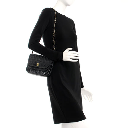 Chanel Lambskin Quilted Medium Round Double Flap Black 2 of 10
