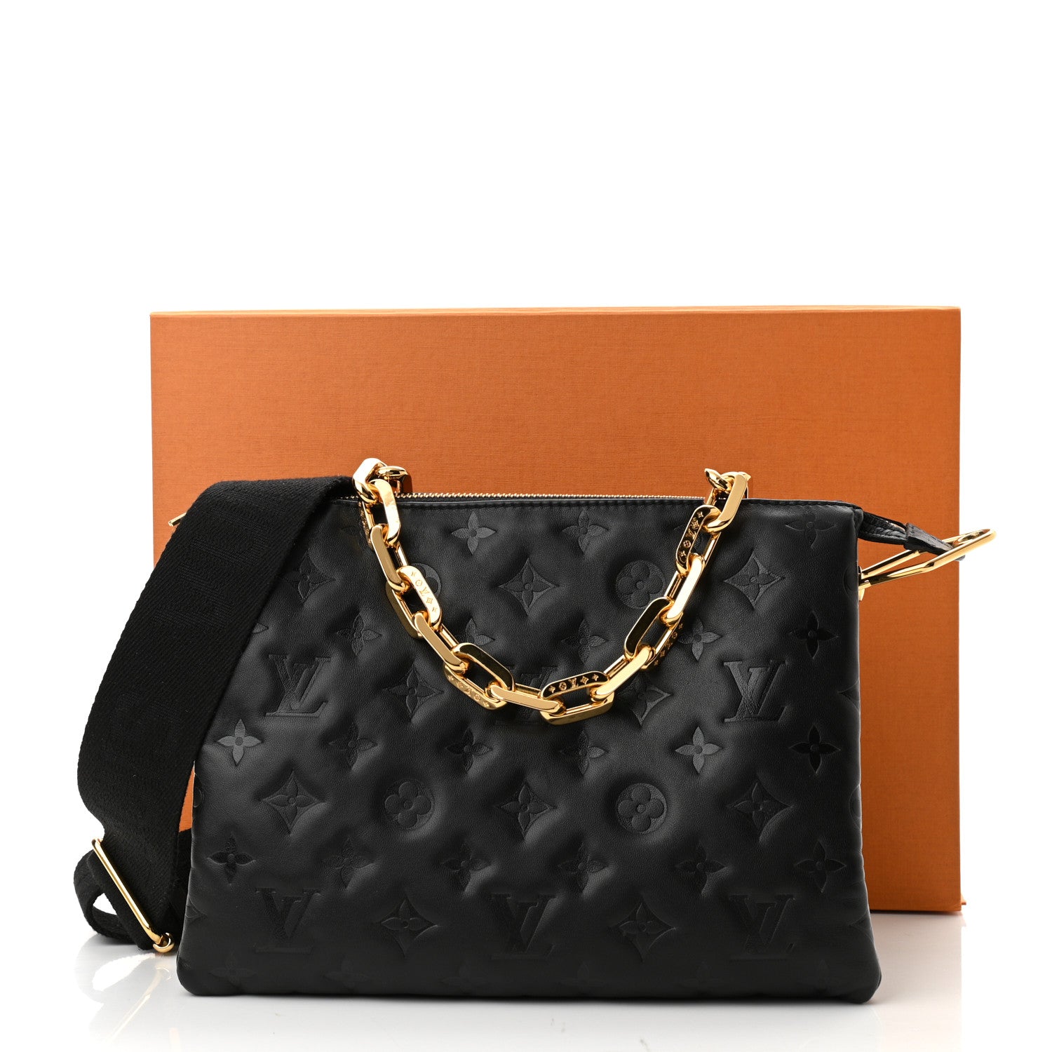 Louis Vuitton Lambskin Embossed Monogram Coussin PM Black 10 of 10