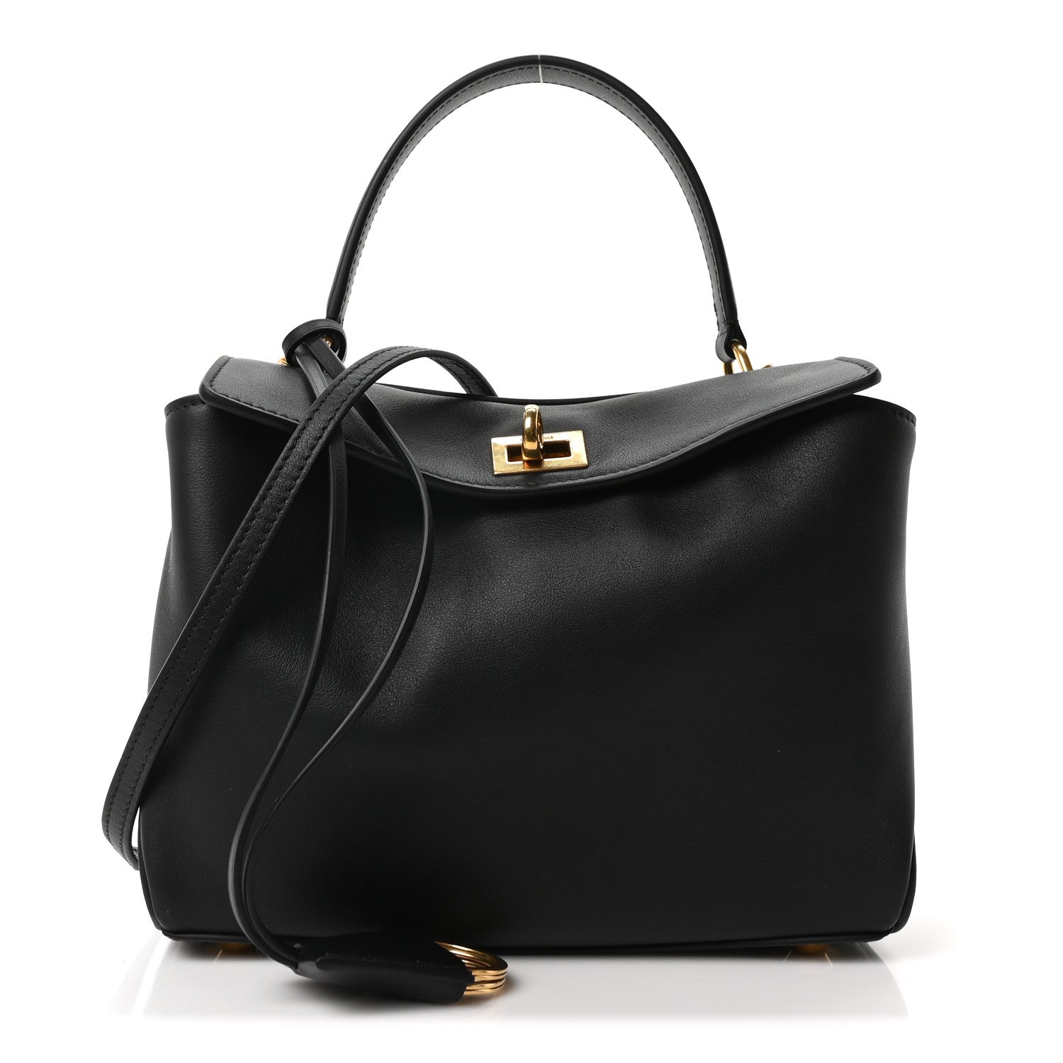 Balenciaga Natural Smooth Calfskin Mini Rodeo Top Handle Handbag Black 1 of 9
