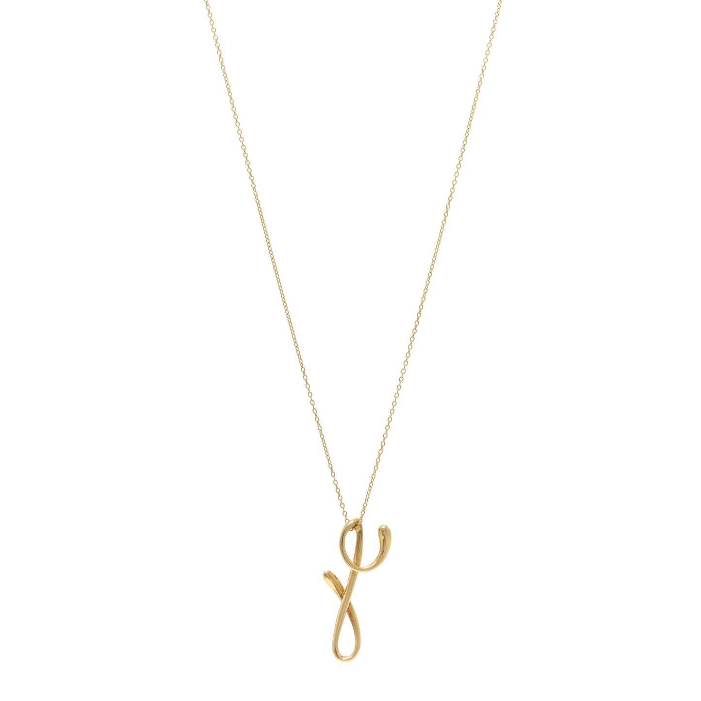 18K Yellow Gold Elsa Peretti Letter Y Pendant Necklace