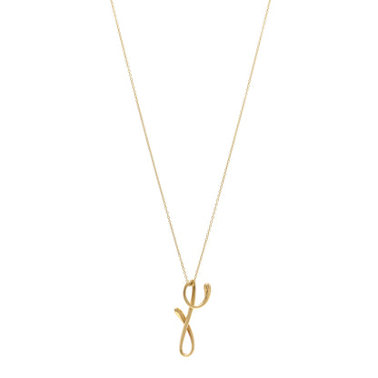 Tiffany 18K Yellow Gold Elsa Peretti Letter Y Pendant Necklace 1 of 4
