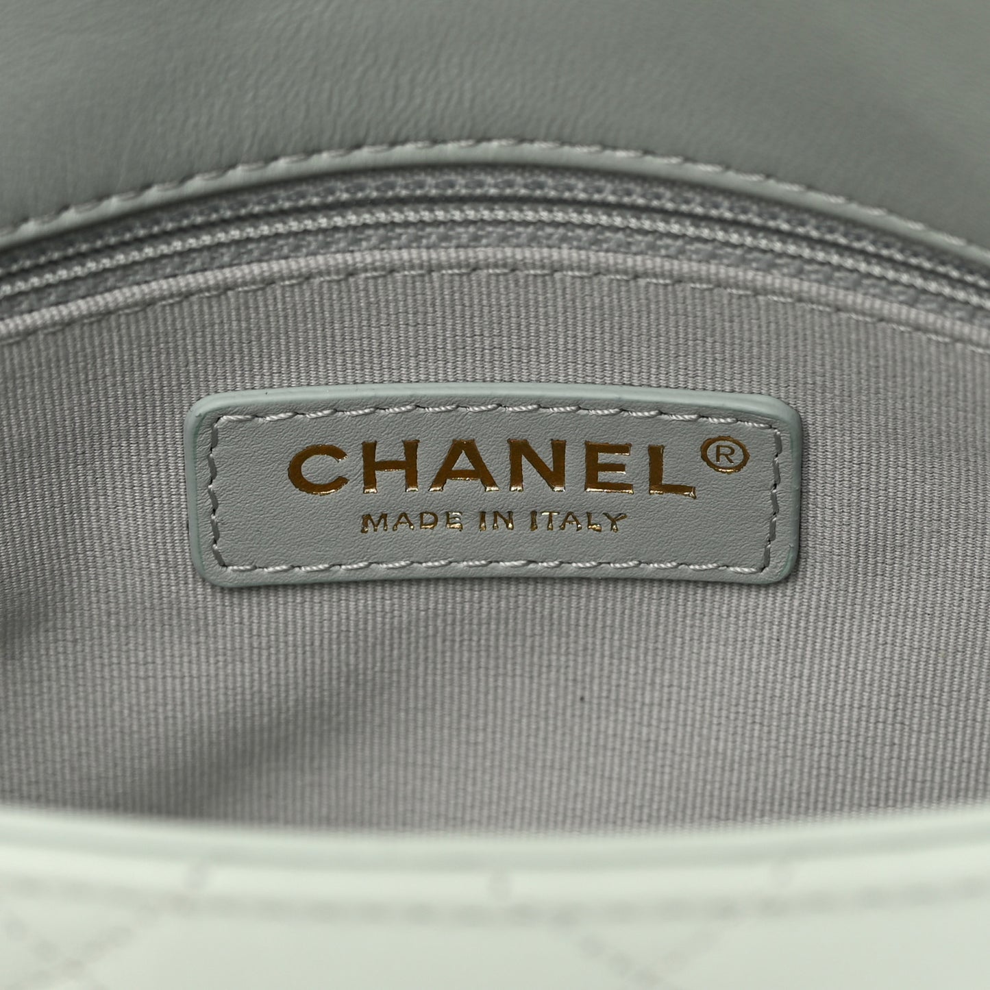 Lambskin Quilted Mini CC You Flap Light Grey