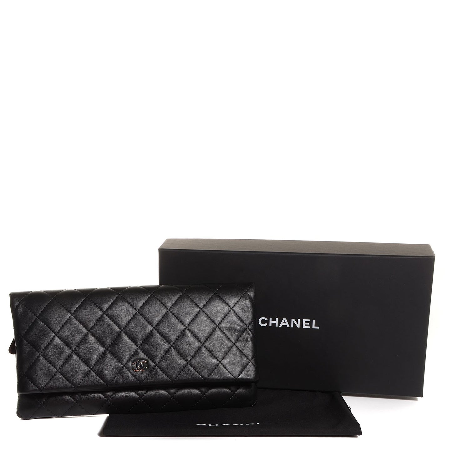 Lambskin Quilted Beauty Clutch Bag Black