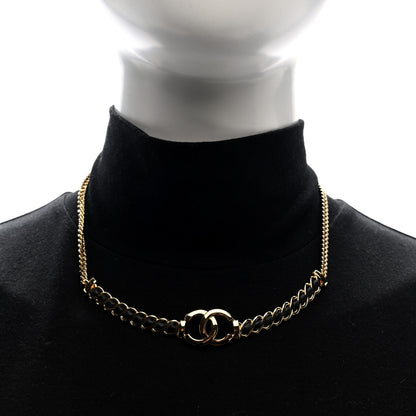 Chanel Metal Lambskin Chain CC Choker Necklace Black Gold 2 of 5