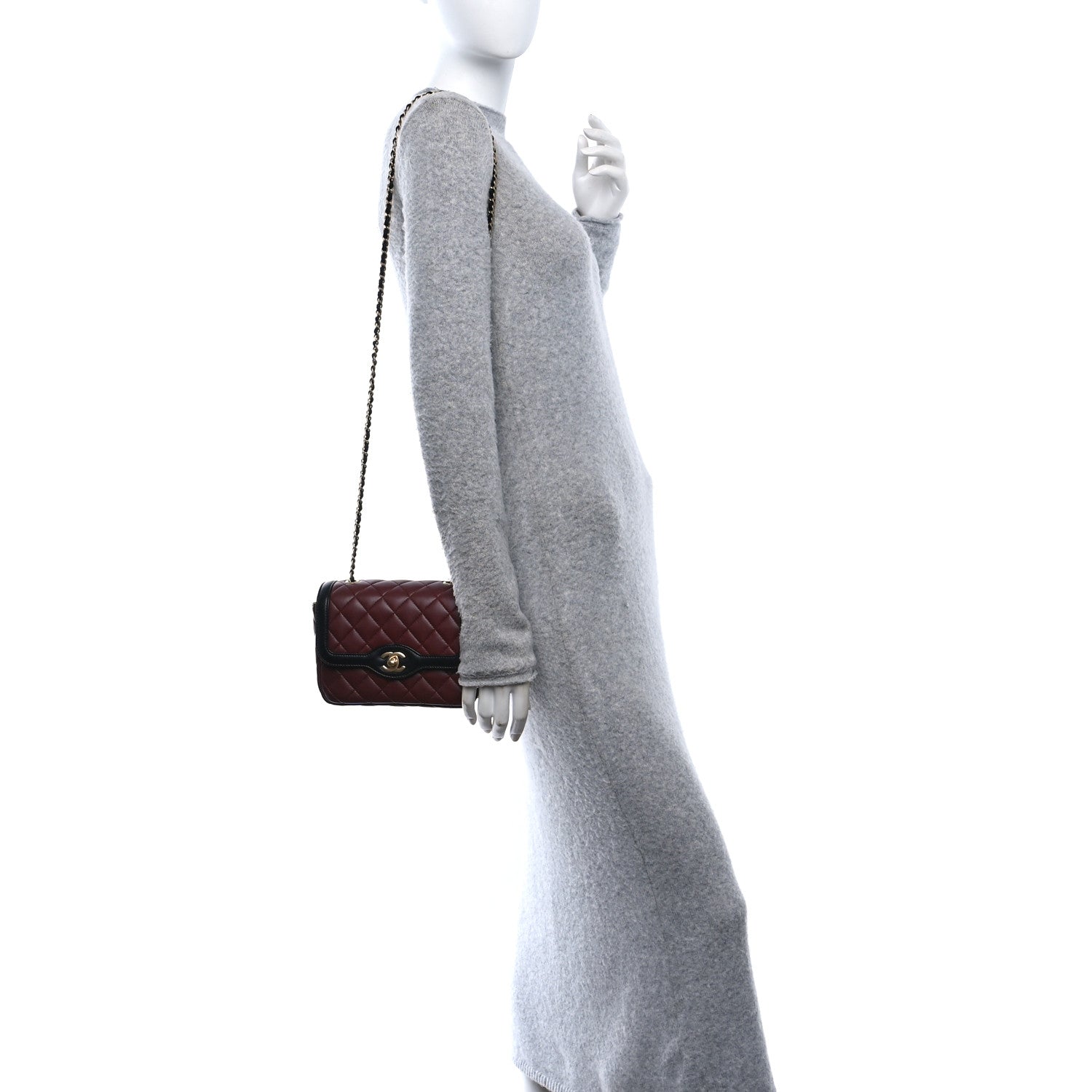 Chanel Lambskin Quilted Mini Two Tone Day Flap Burgundy 2 of 11