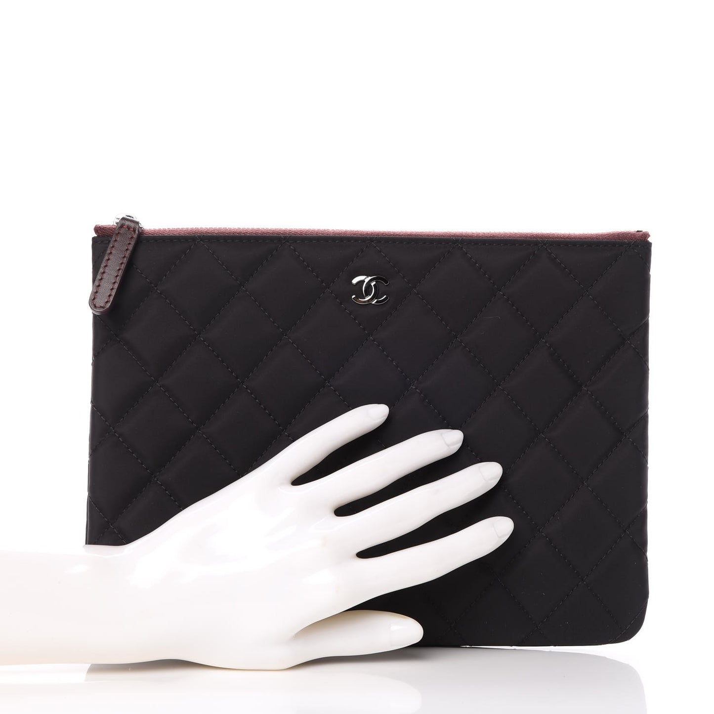 Nylon Quilted Medium Cosmetic Case Black