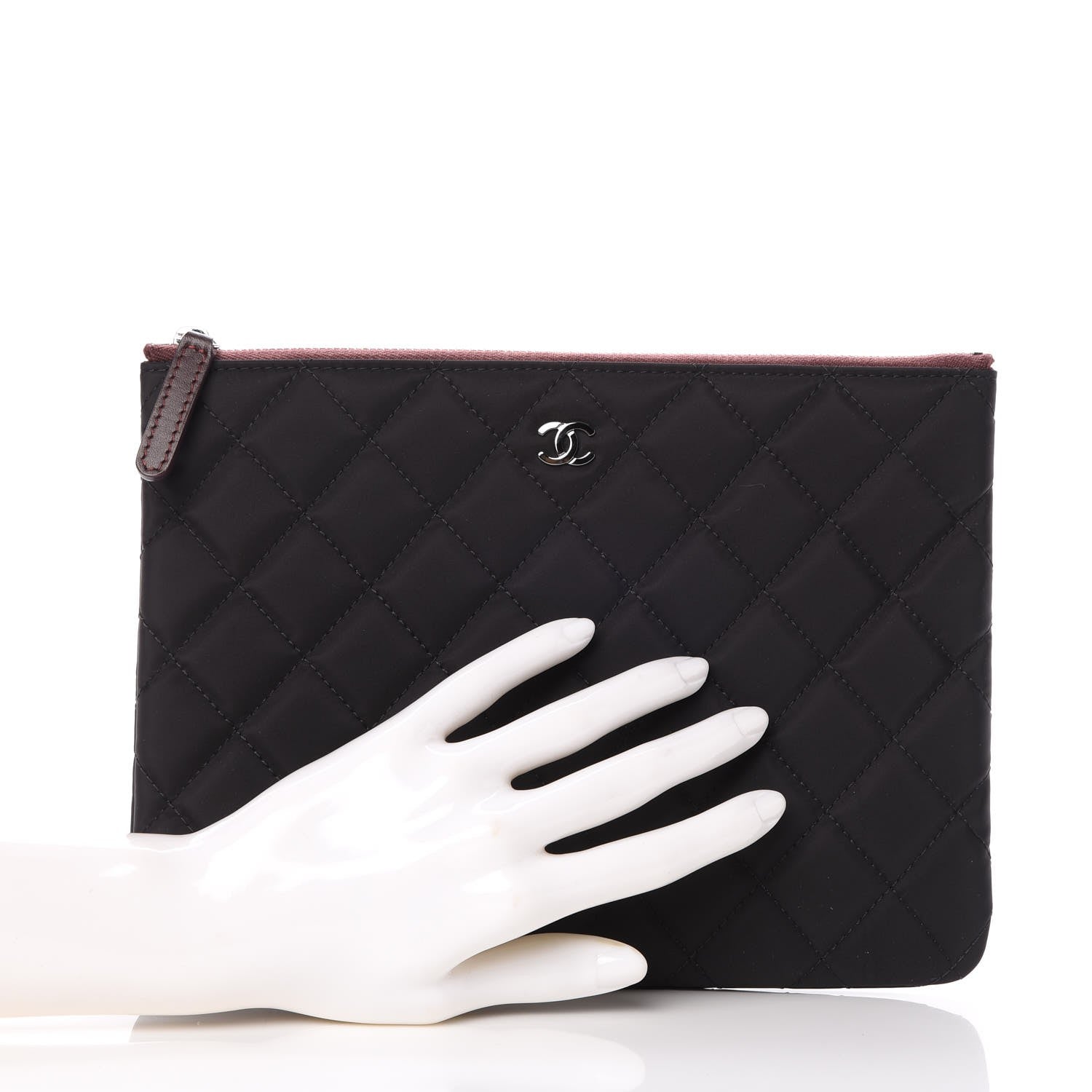 Chanel Nylon Quilted Medium Cosmetic Case Black 2 of 7