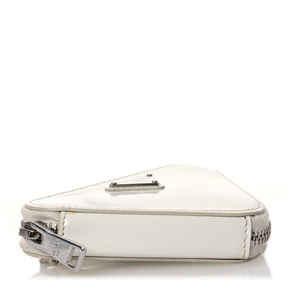 Prada Spazzolato Mini Triangle Chain Crossbody Pouch White 4 of 18