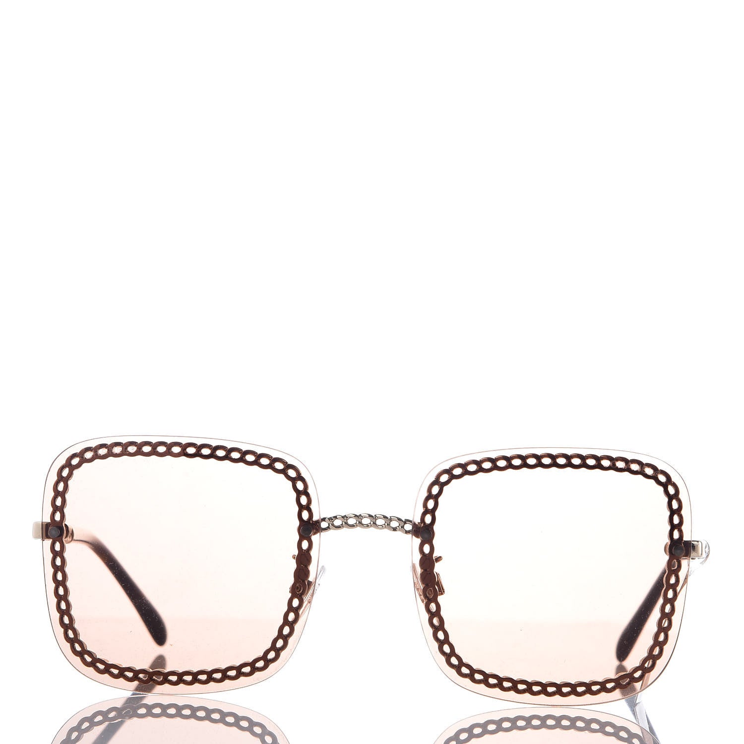 Chanel Metal Removable Chain Square Sunglasses 4244 Light Brown 3 of 9