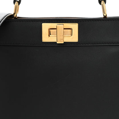 Fendi Vitello Seta Nappa Bi-Color Small Peekaboo I SEE U Satchel Black Light Rose Tortora 8 of 11