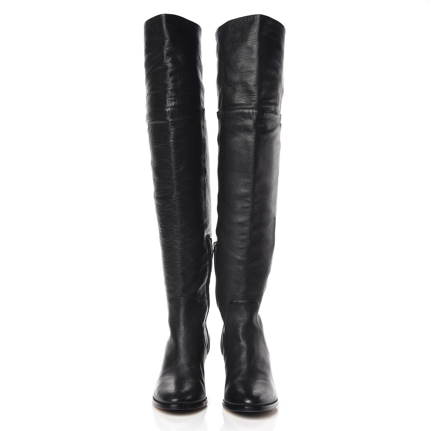 Jimmy Choo Grainy Calfskin Mercer Over-The-Knee High Boots 39 Black 2 of 13