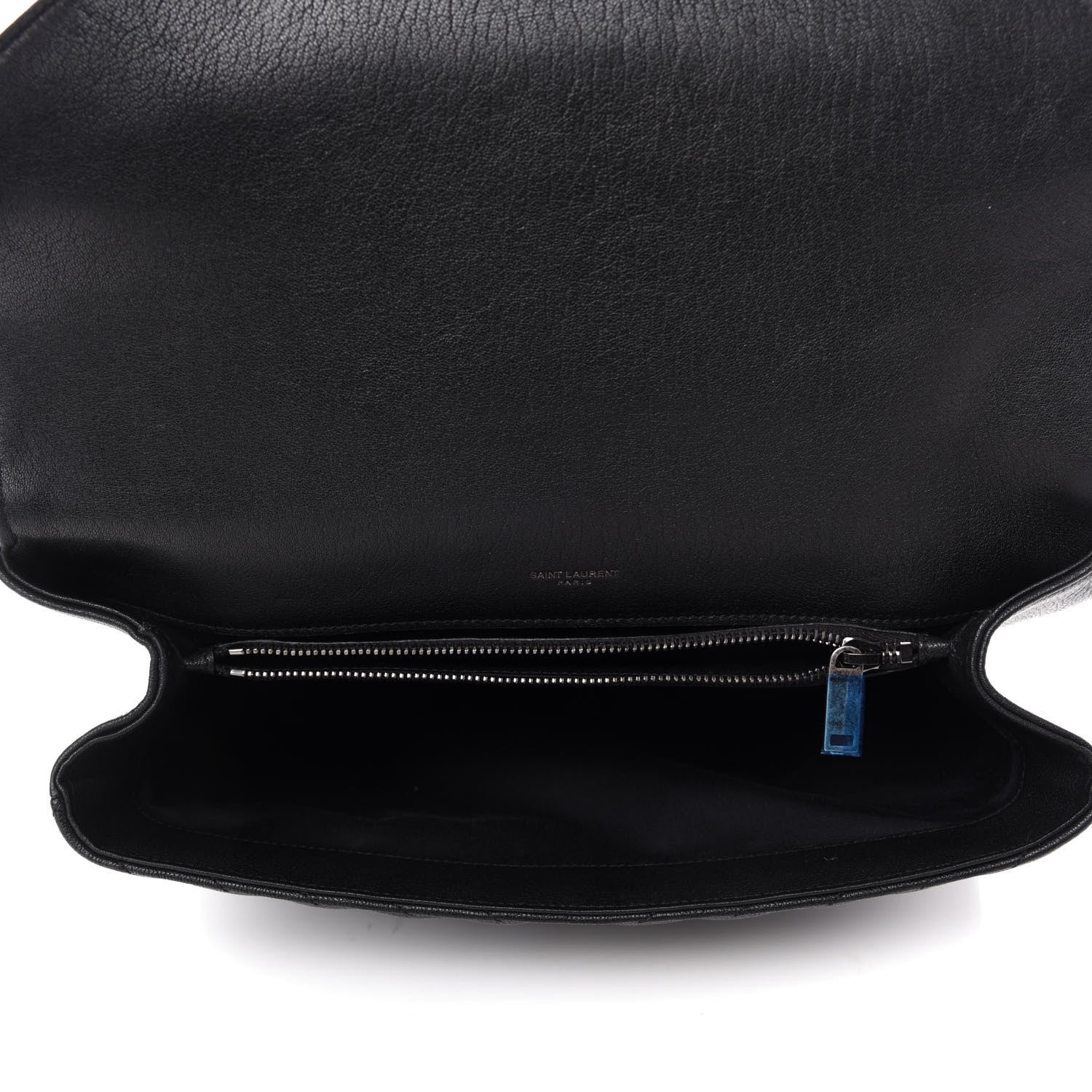 Saint Laurent Sheepskin Matelasse Chevron Monogram Large College Satchel Black 5 of 11