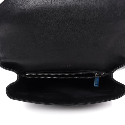 Saint Laurent Sheepskin Matelasse Chevron Monogram Large College Satchel Black 5 of 11
