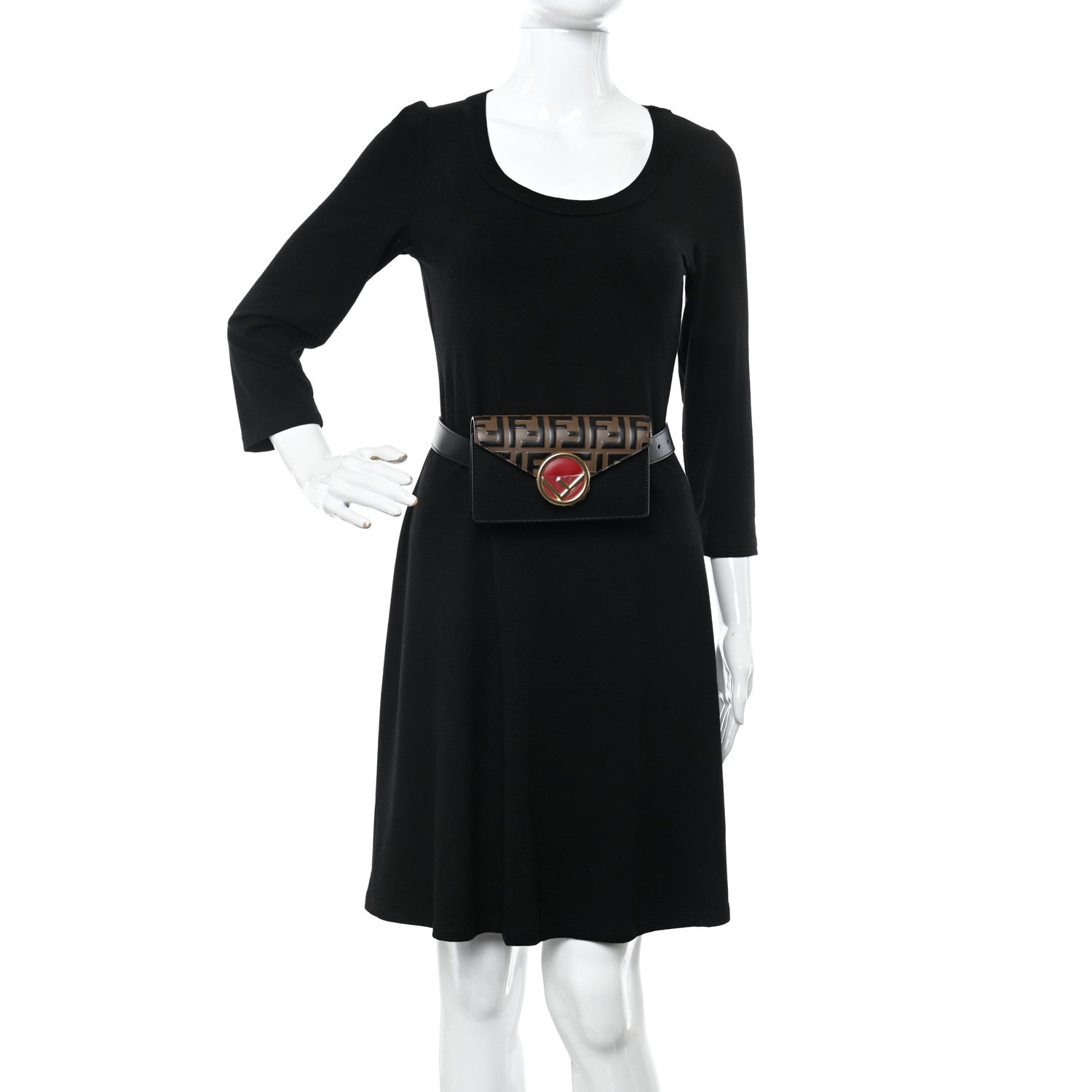 Fendi Vitello Liberty F is Fendi Bi-Color FF 1974 Embossed Envelope Belt Bag Maya Black 2 of 12