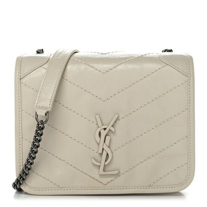 Saint Laurent Crinkled Calfskin Matelasse Monogram Niki Chain Wallet Crema Soft 1 of 10