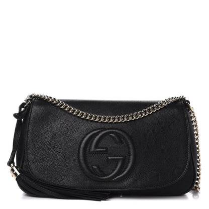 Gucci Pebbled Calfskin Medium Soho Flap Crossbody Black 1 of 10