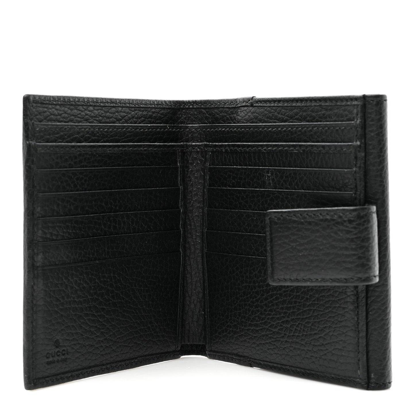 Dollar Calfskin Double G French Flap Wallet Black