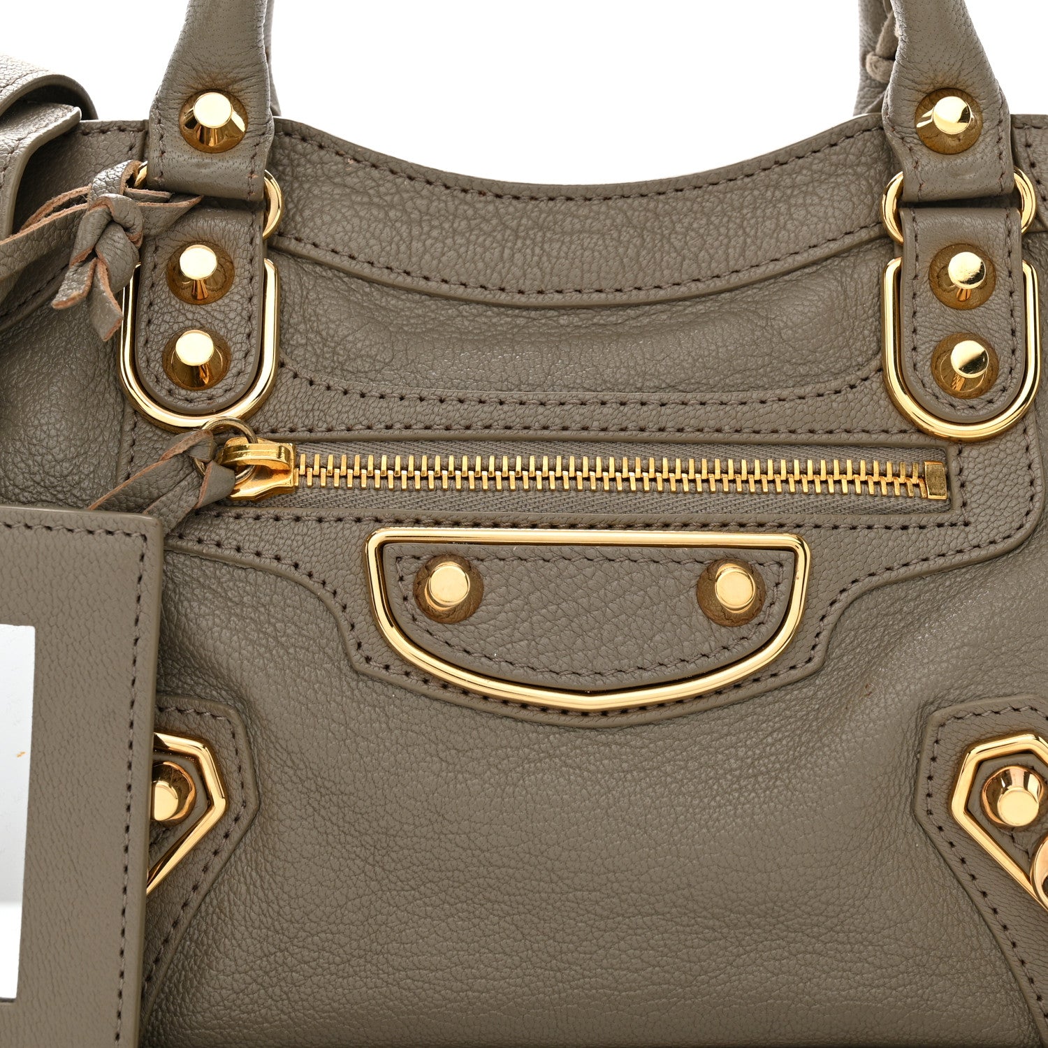 Balenciaga Chevre Gold Metallic Edge Hardware Mini City Gris Taupe 8 of 11