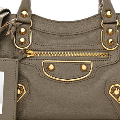 Balenciaga Chevre Gold Metallic Edge Hardware Mini City Gris Taupe 8 of 11