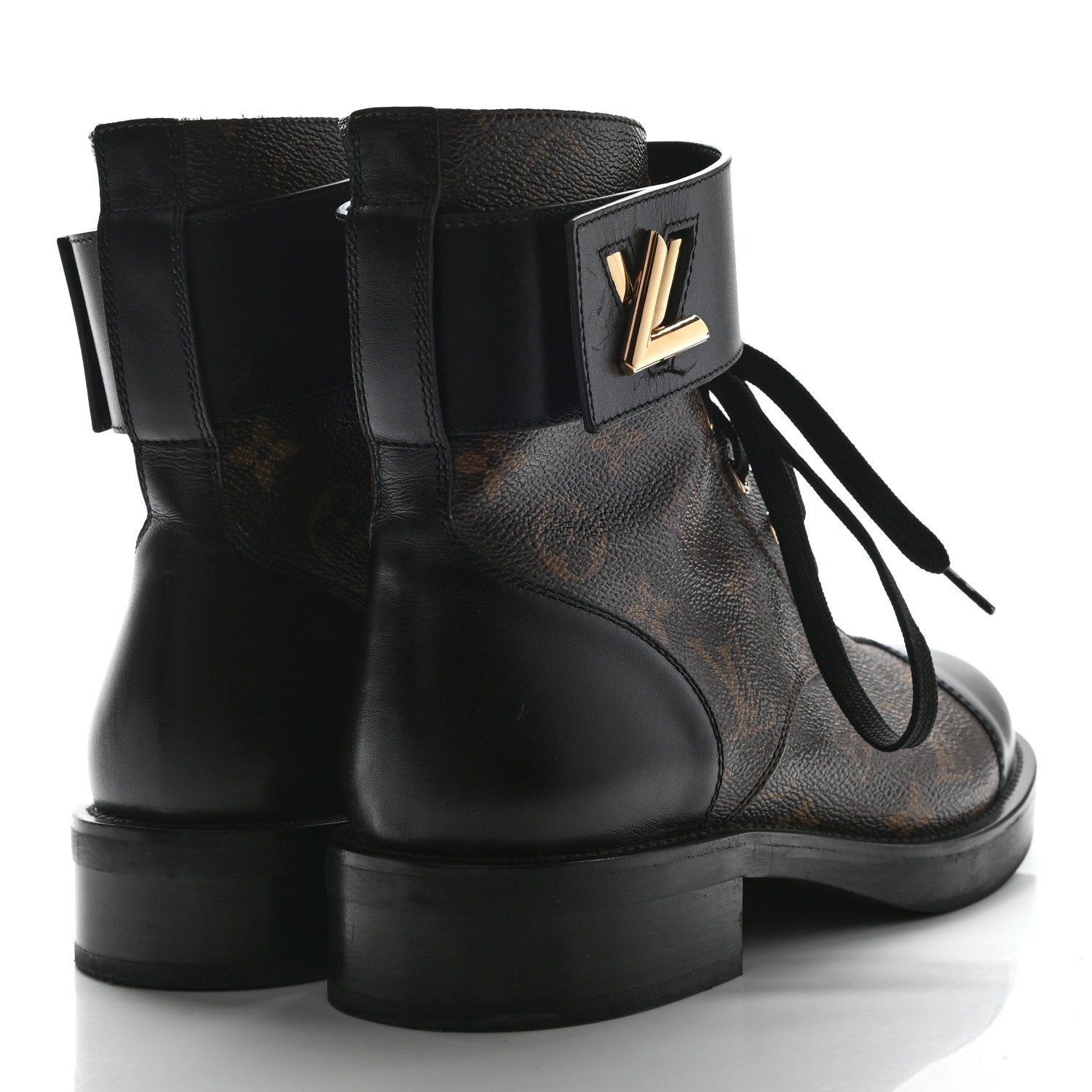 Louis Vuitton Calfskin Monogram Wonderland Flat Ranger Boots 38.5 Black 4 of 7