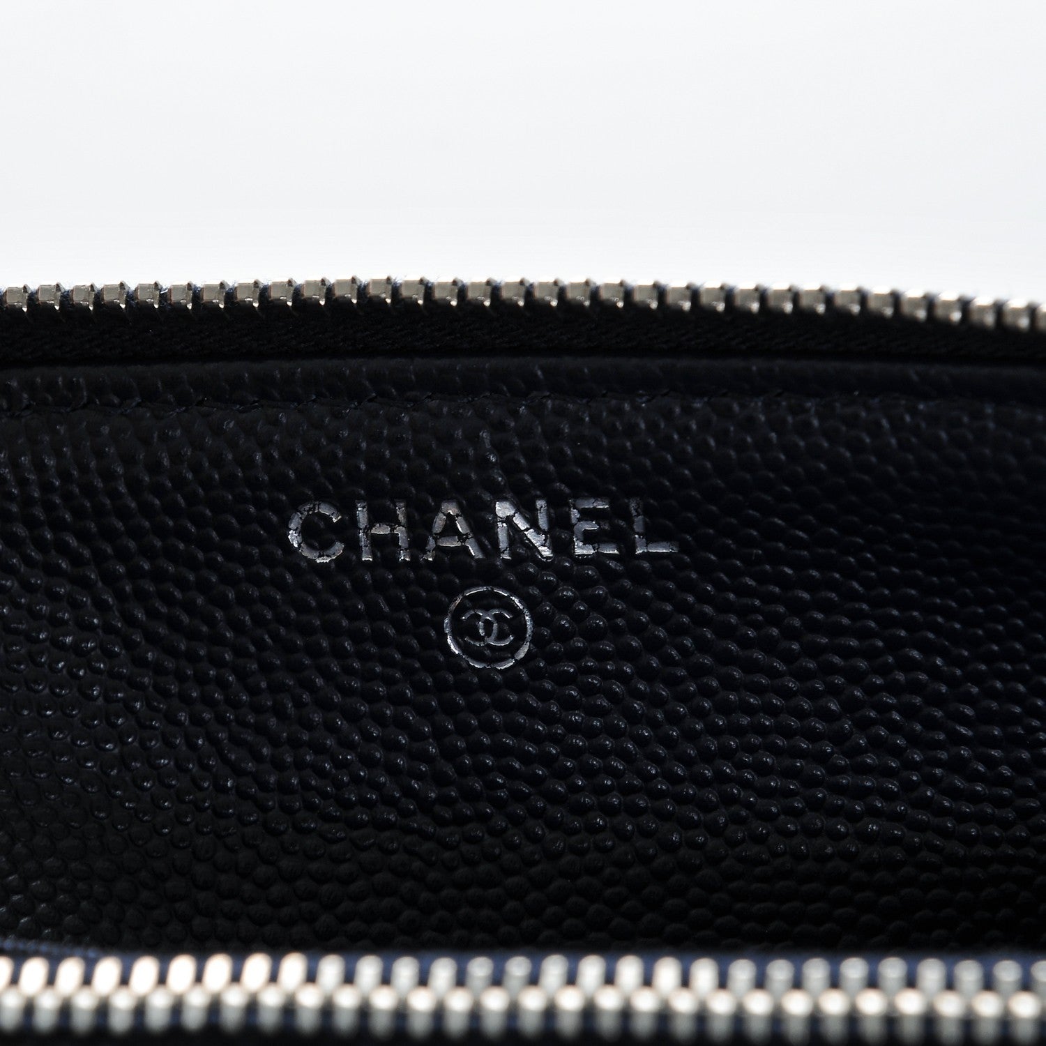 Chanel Caviar Chevron Quilted Large Zipped Clutch Navy 7 of 7