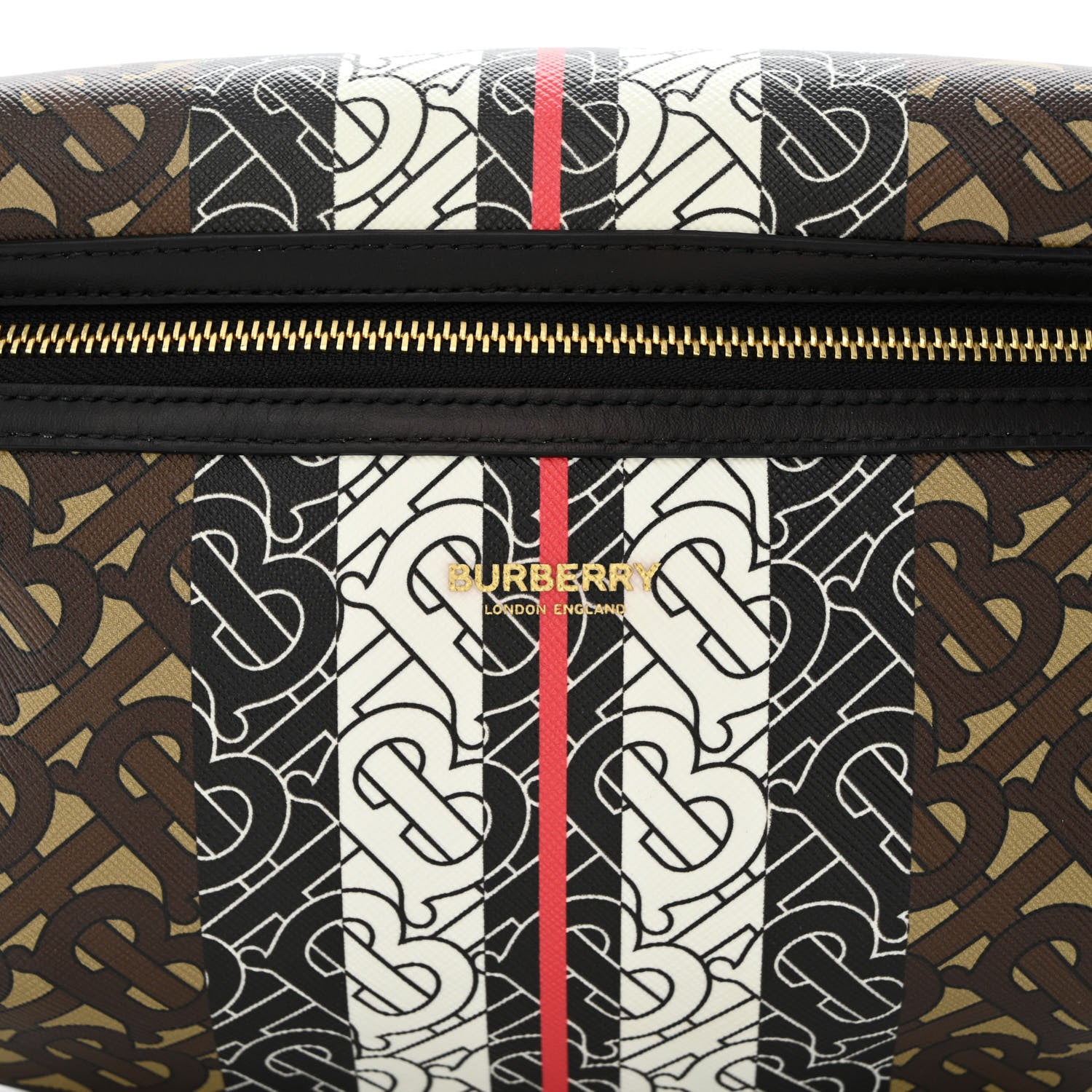 Burberry E-Canvas Monogram Stripe Medium Sonny Bum Bag Bridle Brown 8 of 10