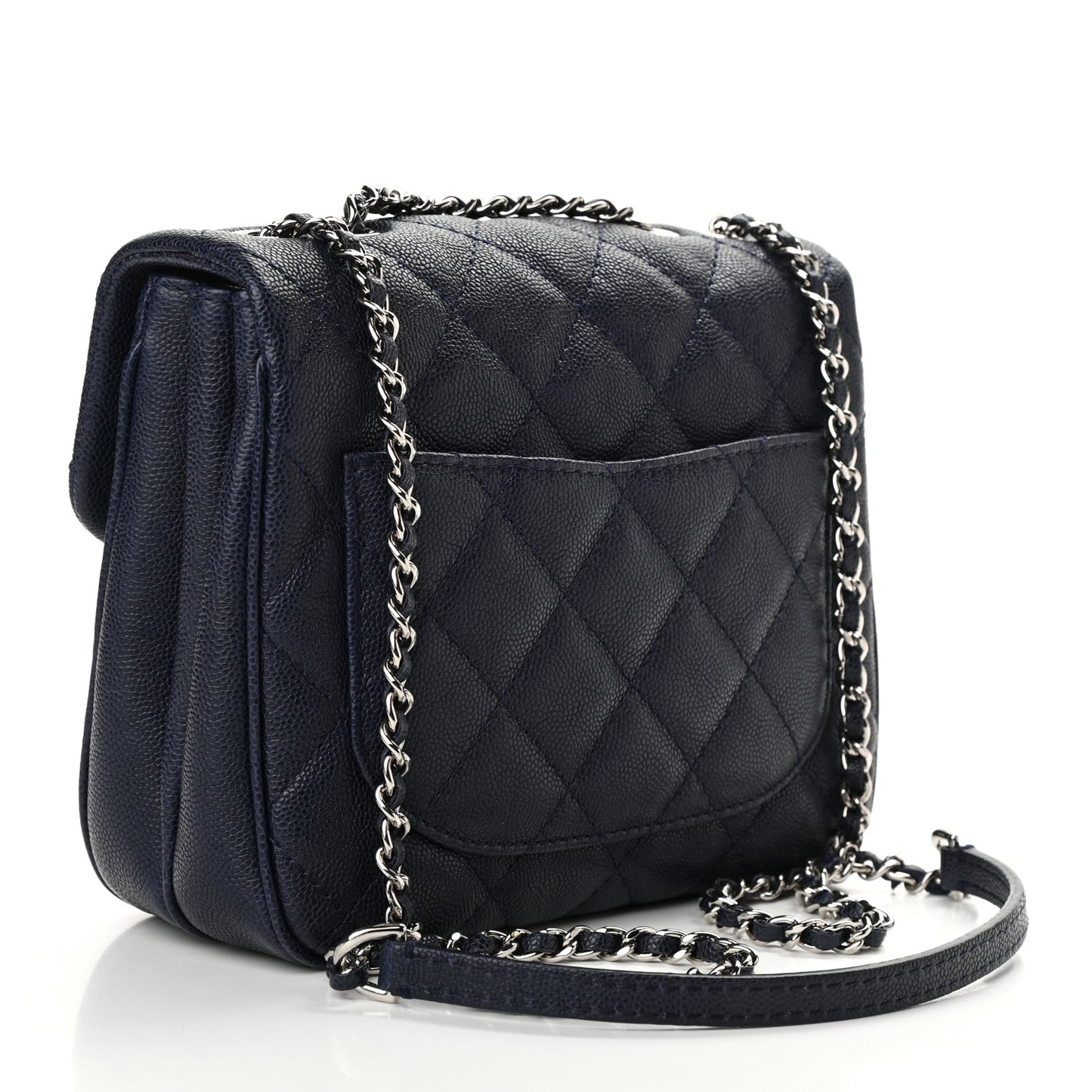Caviar Quilted Small Urban Companion Flap Navy