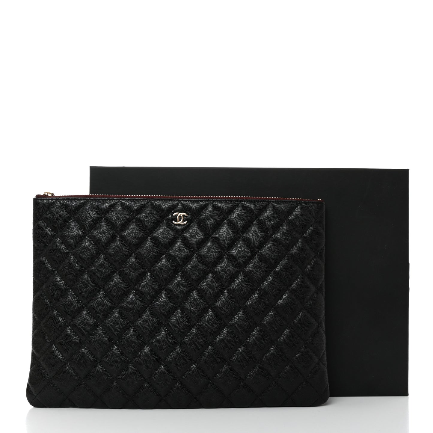 Caviar Quilted Large Cosmetic Case Black