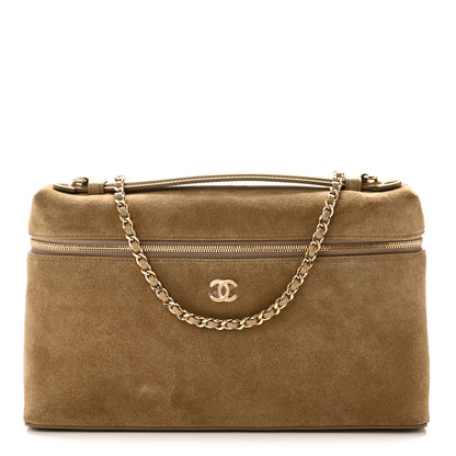 Chanel Suede Calfskin Large Trapeze Large Top Handle Slim Vanity With Chain Beige 1 of 10