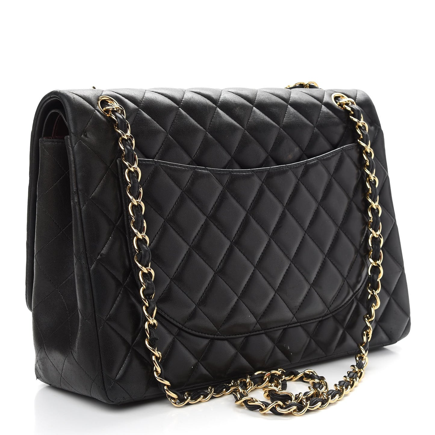 Lambskin Quilted Maxi Double Flap Black
