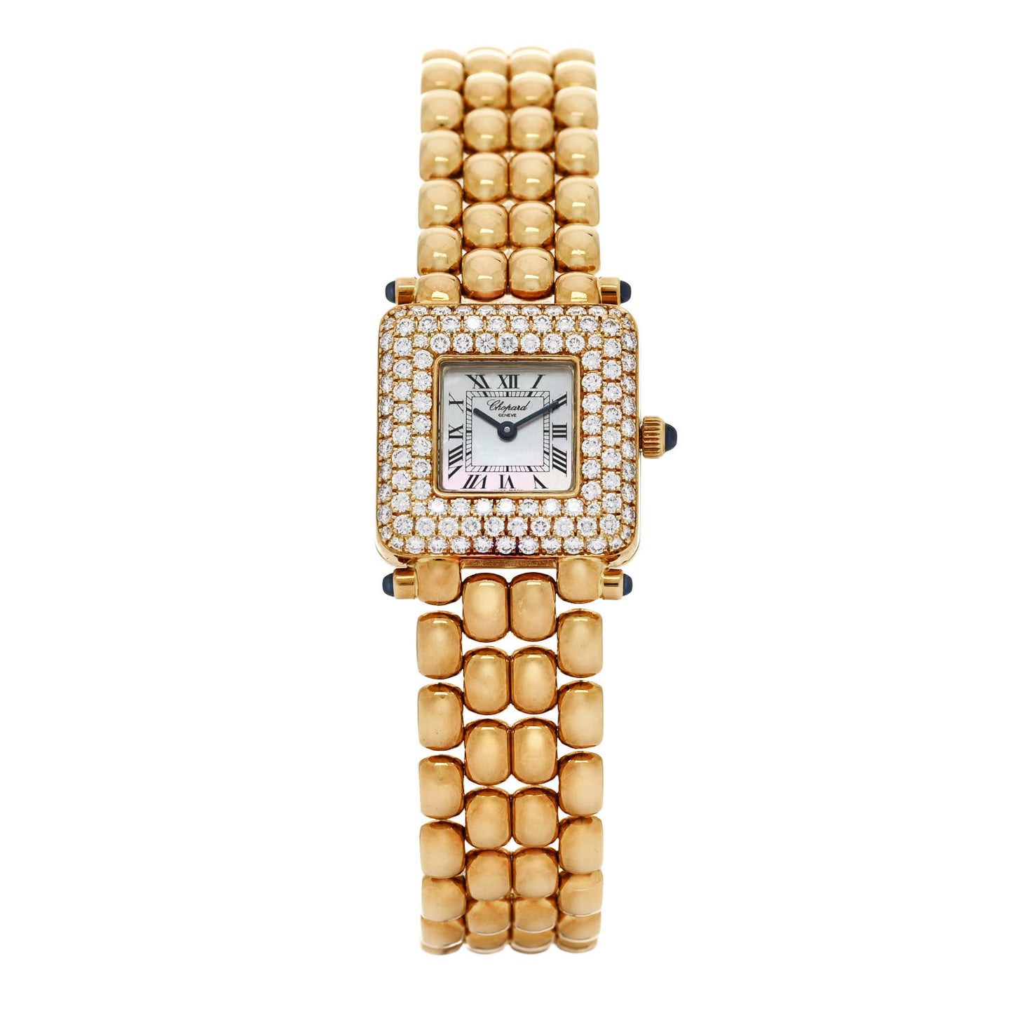 18K Yellow Gold Diamond Bezel Mother of Pearl 21mm Classique Quartz Watch