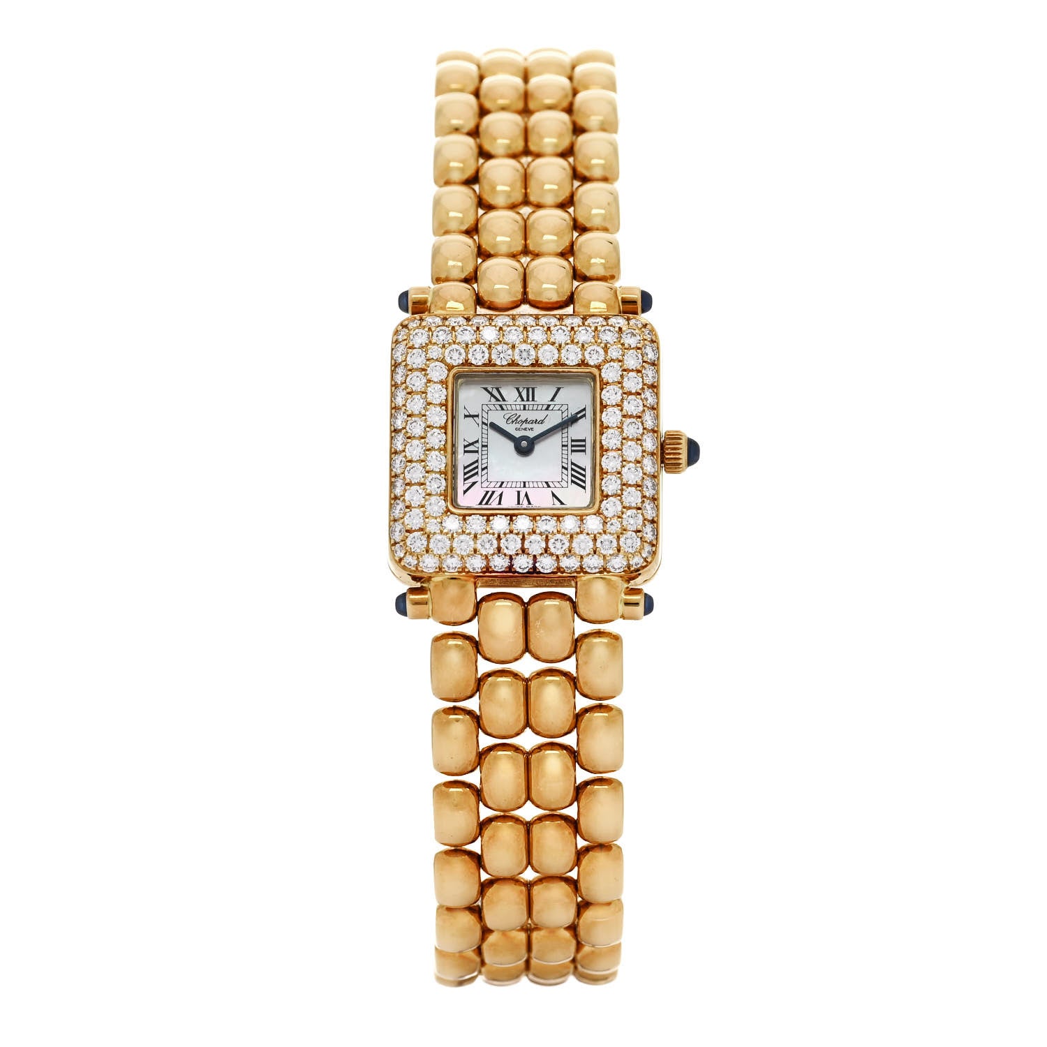 Chopard 18K Yellow Gold Diamond Bezel Mother of Pearl 21mm Classique Quartz Watch 1 of 4