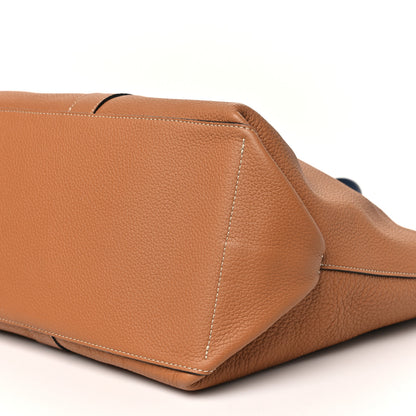 Moynat Taurillon Gex Calfskin Duo Reversible Tote GM Bleu Acier Canelle 16 of 16