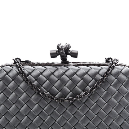 Bottega Veneta Satin Ayers Intrecciato Chain Knot Clutch Grey 8 of 8