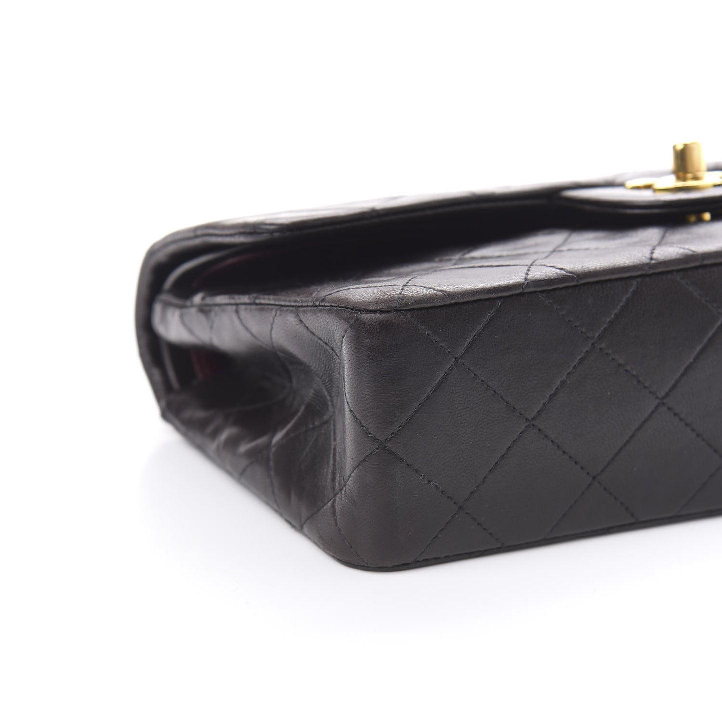 Lambskin Quilted Small Double Flap Black