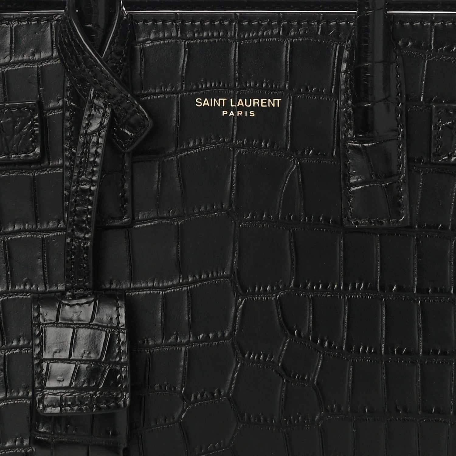Saint Laurent Calfskin Crocodile Embossed Nano Sac De Jour Black 8 of 10