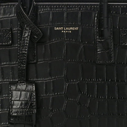 Saint Laurent Calfskin Crocodile Embossed Nano Sac De Jour Black 8 of 10