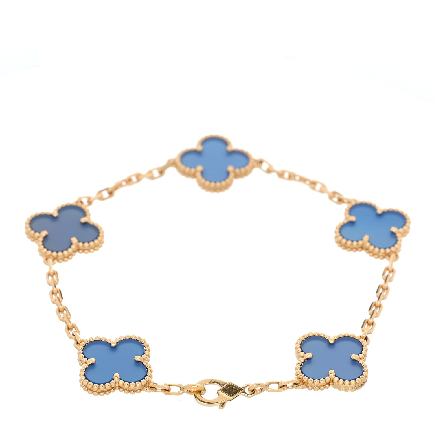 Van Cleef & Arpels 18K Yellow Gold Blue Agate 5 Motifs Vintage Alhambra Bracelet 2 of 4