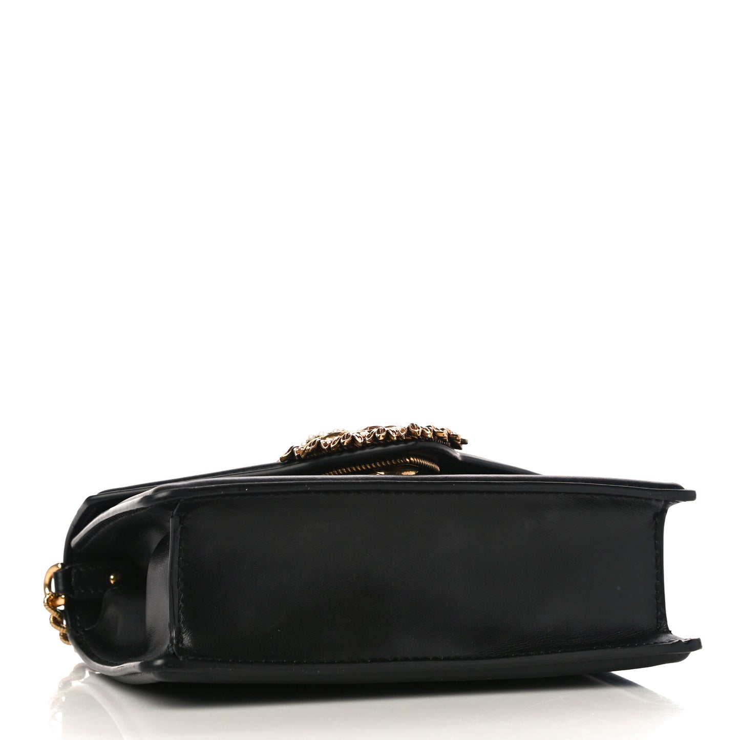 Smooth Calfskin Small Devotion Envelope Top Handle Bag Black