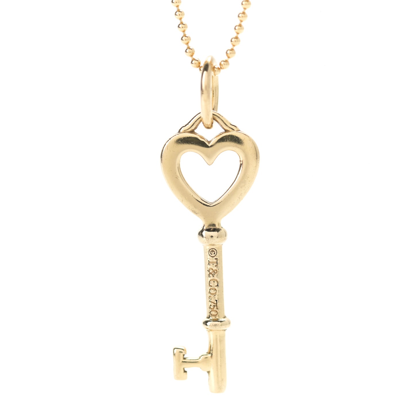 18K Yellow Gold Mini Heart Key Pendant Necklace