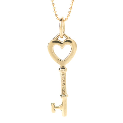 Tiffany 18K Yellow Gold Mini Heart Key Pendant Necklace 4 of 6