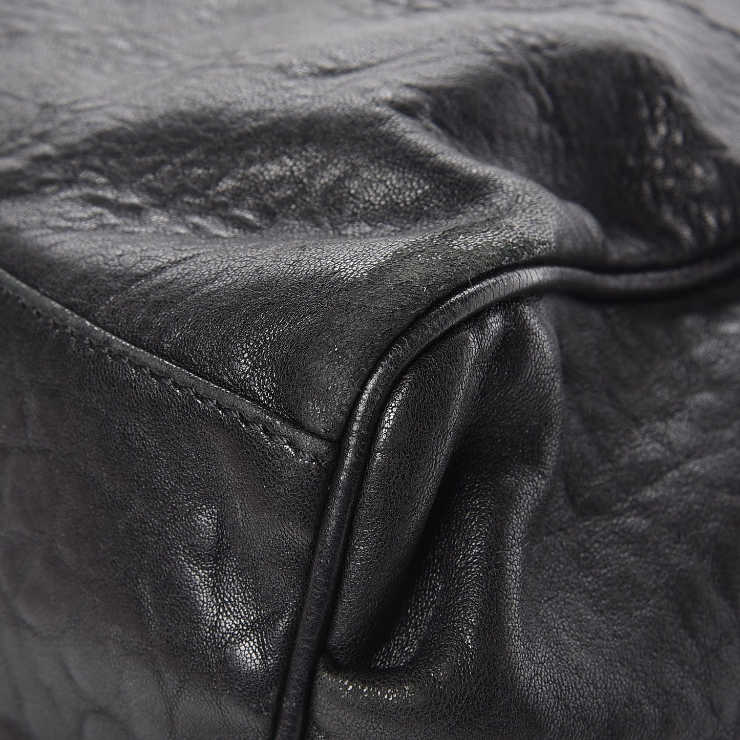 Crinkled Lambskin Mia Degrade Shopper Black