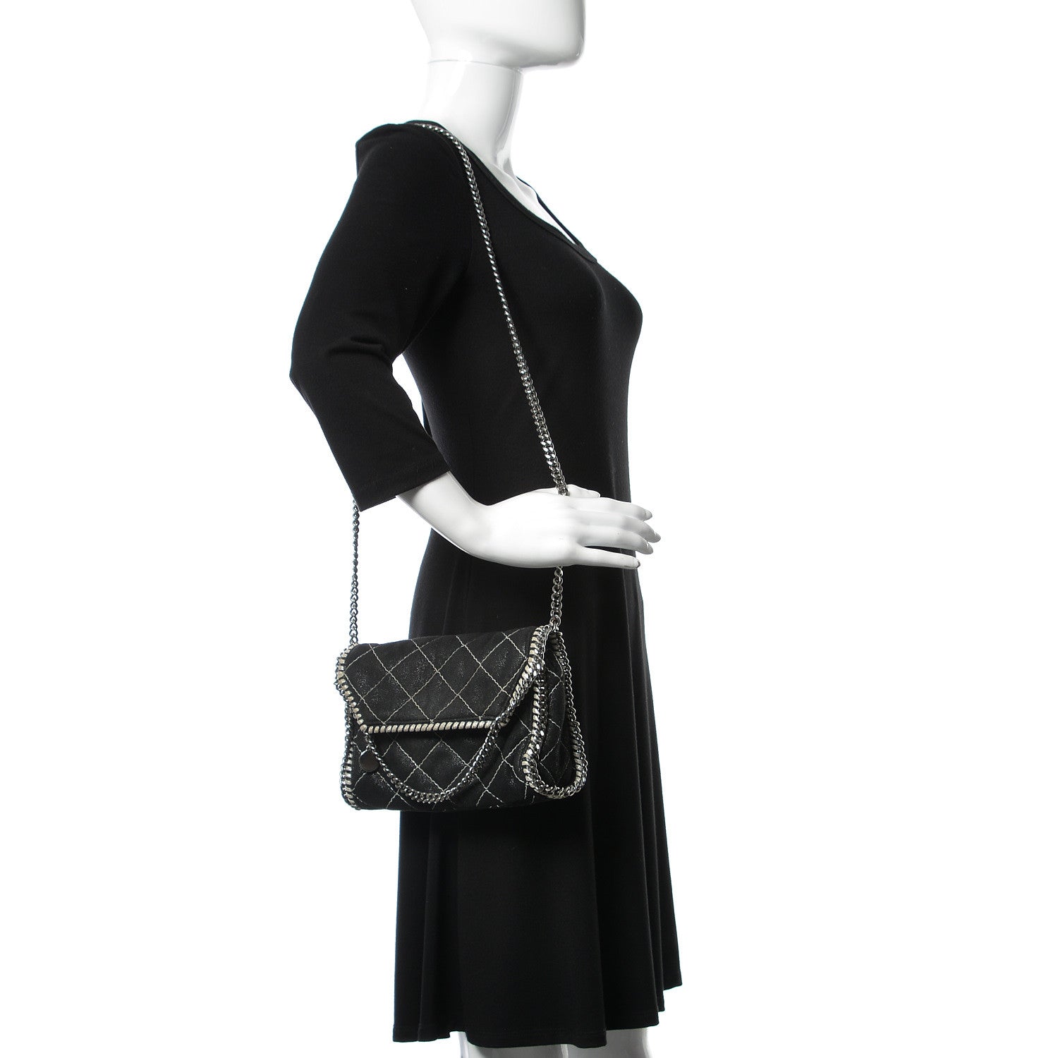 Stella McCartney Shaggy Deer Quilted Mini Falabella Black 2 of 9