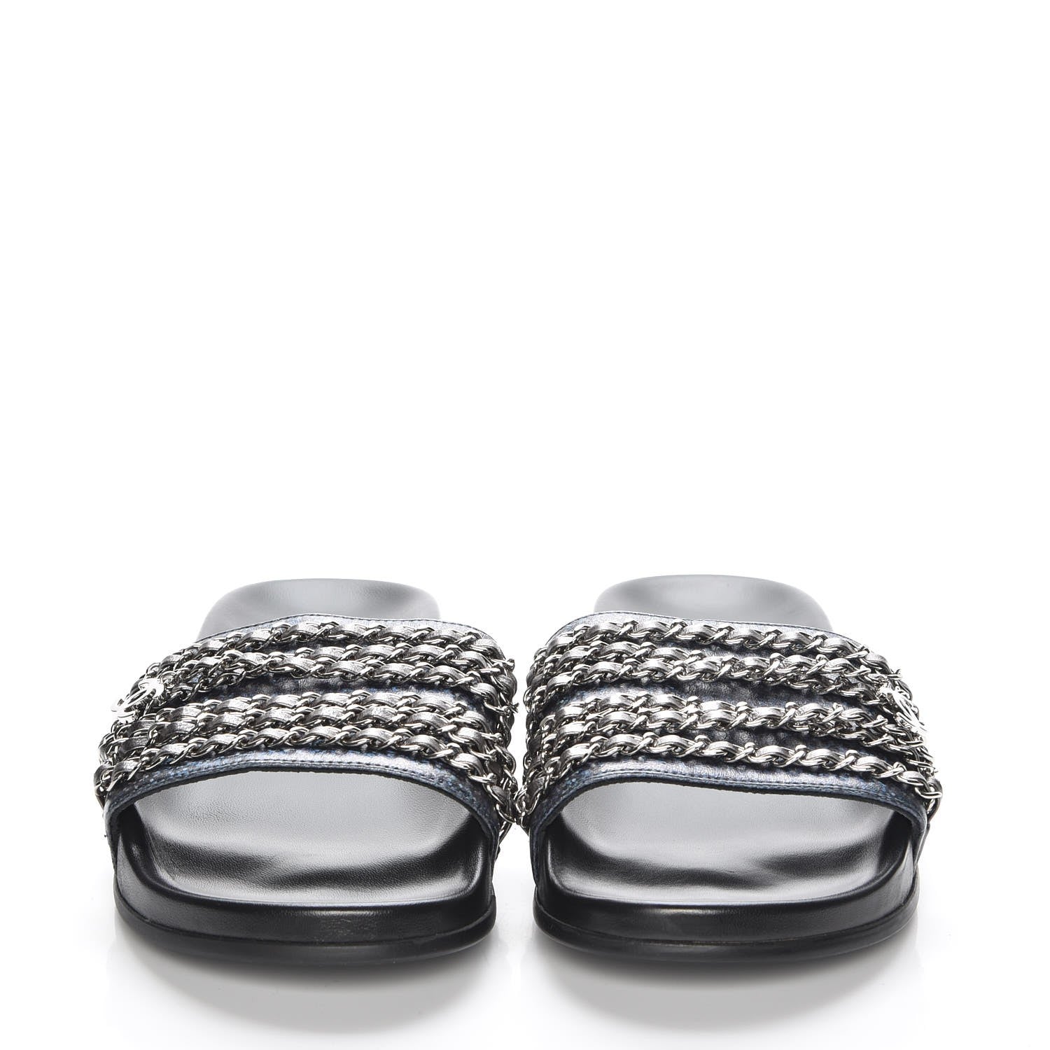 Chanel Lambskin Chain Flat Sandals 41 Dark Blue 2 of 8