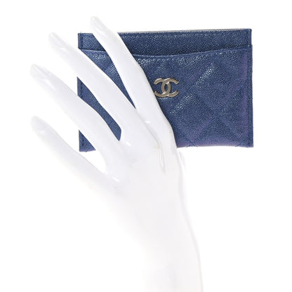 Chanel Iridescent Caviar Quilted Card Holder Blue Fonce 2 of 9