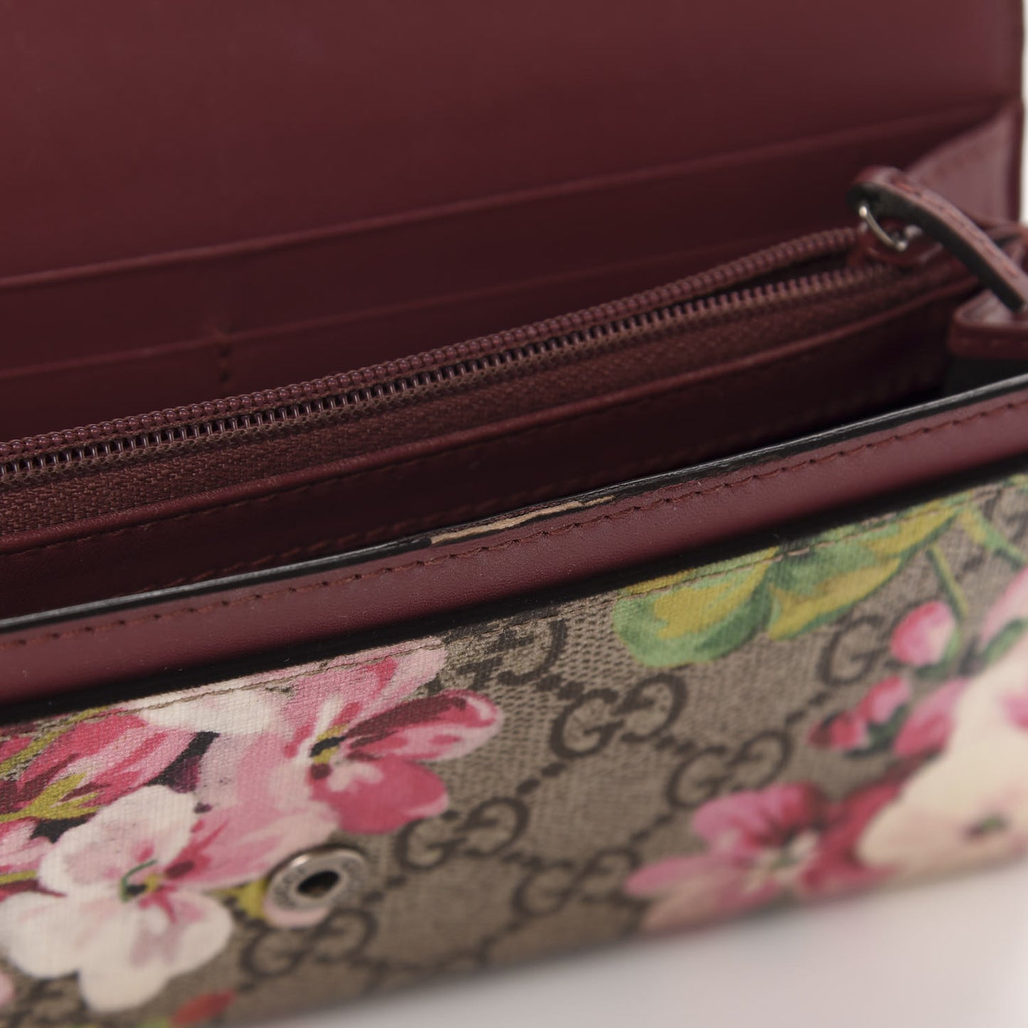 GG Supreme Monogram Blooms Continental Wallet Beige Multicolor Dry Rose